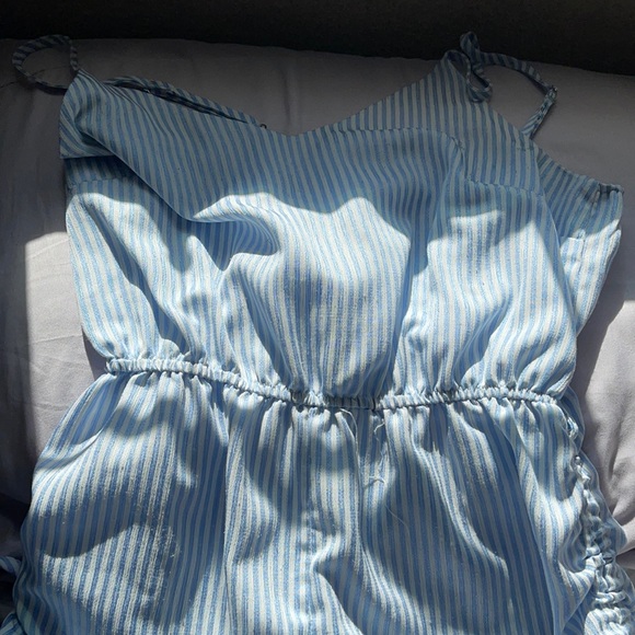White and Blue Stripes Romper - Picture 1 of 7